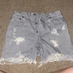 High Waste Button Fly Vintage Levi’s Distressed Shorts